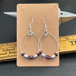 Chic Silver and Purple Beaded Earrings